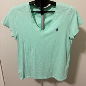 Polo by Ralph Lauren Mint Green V-Neck Tee with Navy Pony